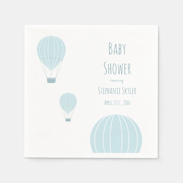 Serviette En Papier Baby shower Blue Hot Air Balloon (Devant)