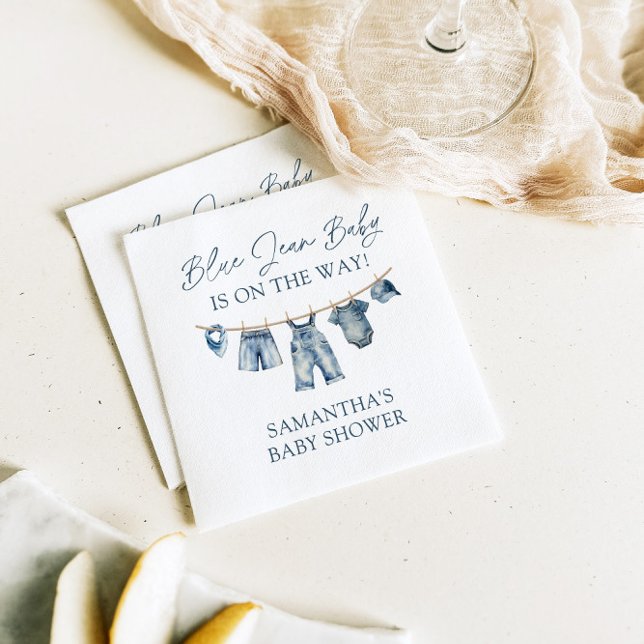 Serviette En Papier Baby shower Blue Jean, Baby shower occidental (Créateur téléchargé)