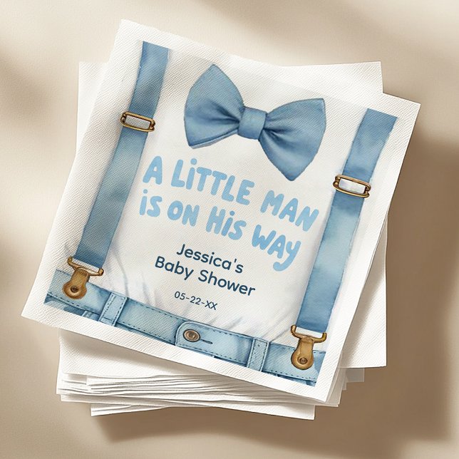 Serviette En Papier Baby shower Blue Little Man (Little Man Napkins)