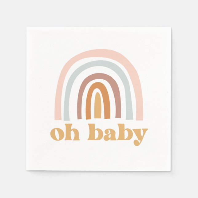 Serviette En Papier Baby Shower Bohème Arc-en-ciel rose (Devant)