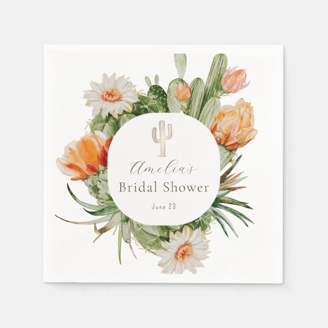 Serviette En Papier Baby Shower Bohème Cactus (Devant)