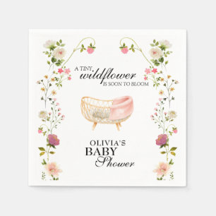 Serviette En Papier Baby Shower Bohème Fleur Sauvage Genre Neutre