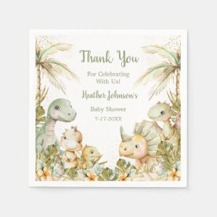 Serviette En Papier Baby Shower Bohème Neutre Dinosaure