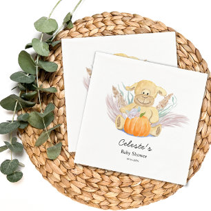 Serviette En Papier Baby Shower Bohème Petite Agneau Citrouille Aquare