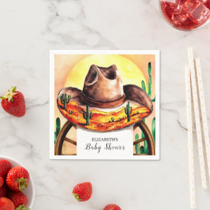 Serviette En Papier Baby shower Boho Boot Cowboy simple