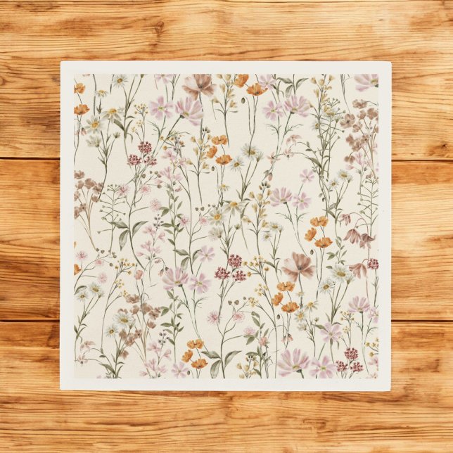 Serviette En Papier Baby shower Boho Fleur sauvage En Terracotta En Fl (Créateur téléchargé)