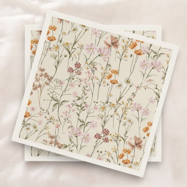 Serviette En Papier Baby shower Boho Fleur sauvage En Terracotta En Fl (Créateur téléchargé)