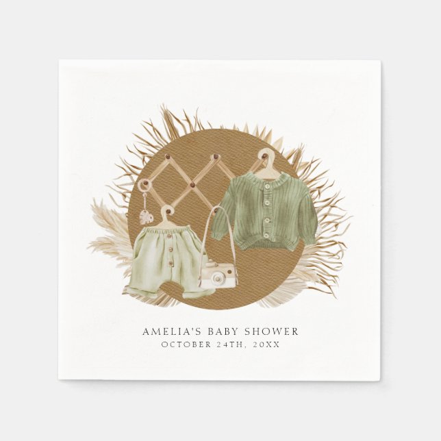 Serviette En Papier Baby shower Boho Florals (Devant)