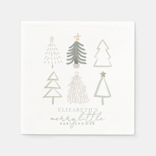 Serviette En Papier Baby shower Boho Green Christmas Trees