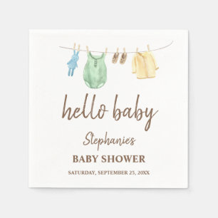 Serviette En Papier Baby shower Boho Vêtements Ligne Bonjour bébé