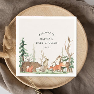 Serviette En Papier Baby Shower Bois de Winter Rustique