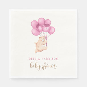 Serviette En Papier Baby shower Bolosse Rose Ours