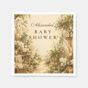 Serviette En Papier Baby Shower Botanique Bohème Intemporel