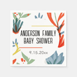 Serviette En Papier Baby shower botanique lumineux