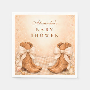 Serviette En Papier Baby Shower Bottes et Rubans Gingham
