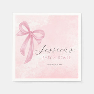 Serviette En Papier Baby shower Bow rose Aquarelle rose