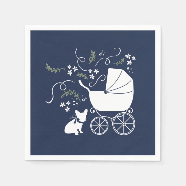 Serviette En Papier Baby shower Bulldog français conception 2 (Devant)