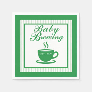 Serviette En Papier Baby Shower Café Rétro - Vert Rétro