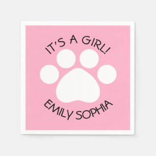 Serviette En Papier Baby shower - c'est une fille - thème d'empreinte