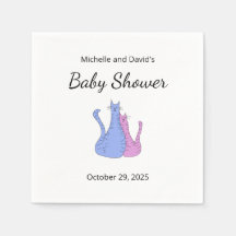 Baby shower Chat Twins bleu rose