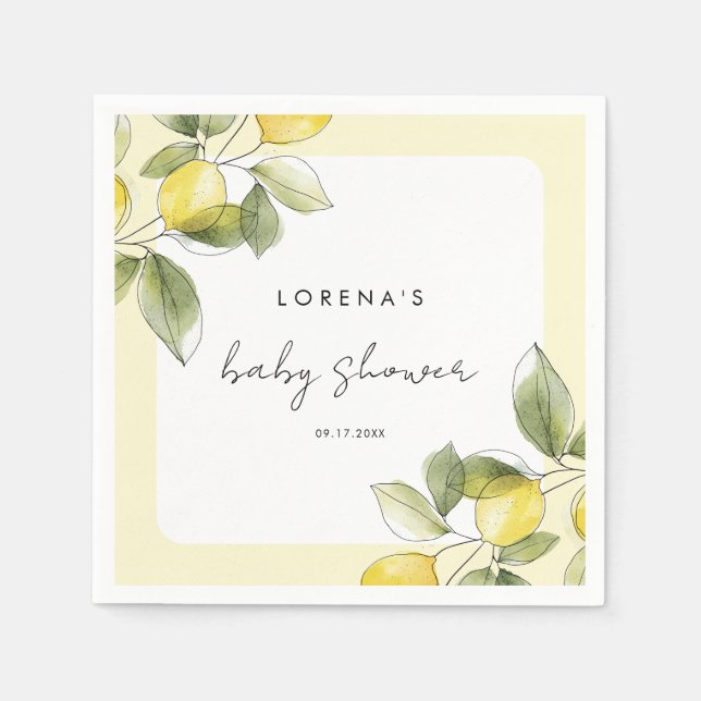 Serviette En Papier Baby shower citron (Devant)