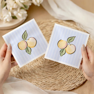 Serviette En Papier Baby Shower Citron Bleu Vintage 