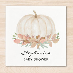 Serviette En Papier Baby shower Citrouille blanc