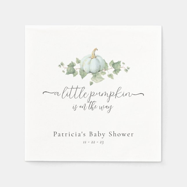 Serviette En Papier Baby shower Citrouille bleu (Devant)