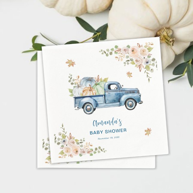 Serviette En Papier Baby shower Citrouille Blue Truck (Créateur téléchargé)