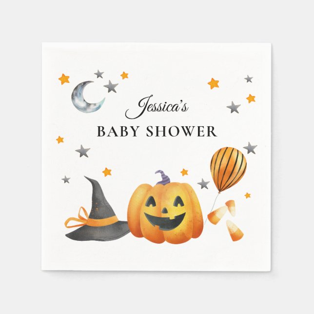 Serviette En Papier Baby shower Citrouille de Little Boo Halloween (Devant)