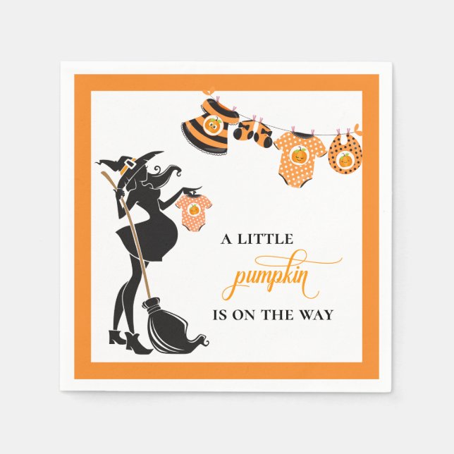 Serviette En Papier Baby shower Citrouille de sorcière d'Halloween (Devant)
