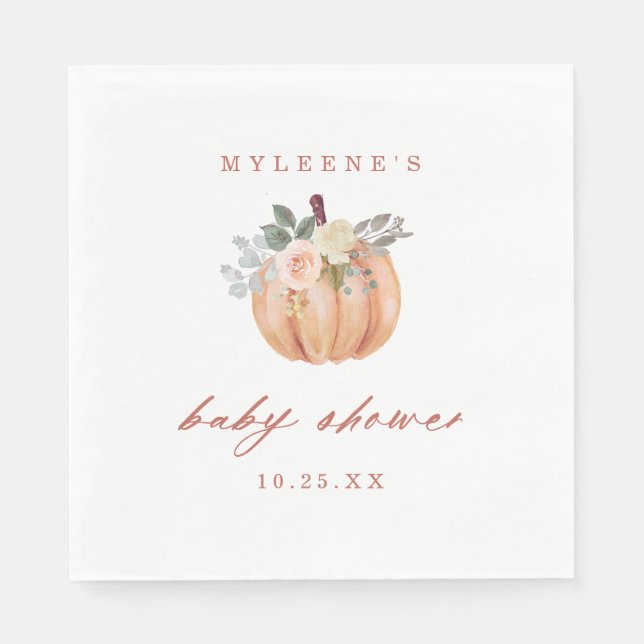 Serviette En Papier Baby shower Citrouille en terre cuite (Devant)