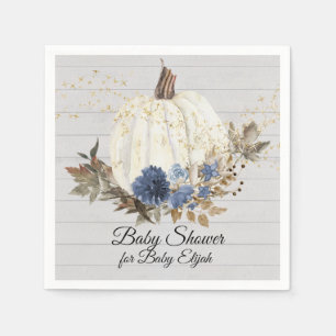 Serviette En Papier Baby shower Citrouille Floral bleu de la marine ru