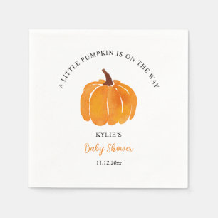 Serviette En Papier Baby shower Citrouille orange aquarelle
