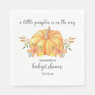 Serviette En Papier Baby shower Citrouille orange aquarelle