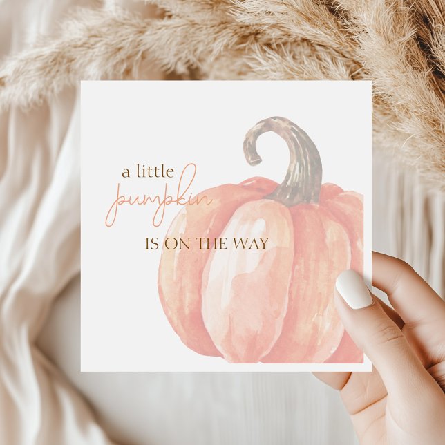 Serviette En Papier Baby shower Citrouille orange de l'aquarelle d'aut (Créateur téléchargé)