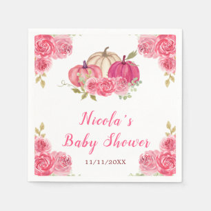 Serviette En Papier Baby shower Citrouille rose chaud