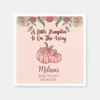 Serviette En Papier Baby shower Citrouille rose floral