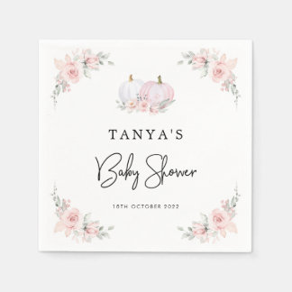 Serviette En Papier Baby shower Citrouille rose Napkin