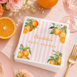 Serviette En Papier Baby shower Citrus Orange Mignon 