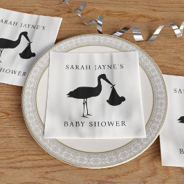 Serviette En Papier Baby shower classique cigogne noire serviettes bla