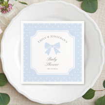 Baby shower classique Pois Dusty Blue Bow Boy