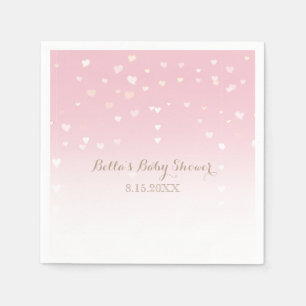 Serviette En Papier Baby shower Confetti Coeur Rose