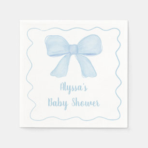 Serviette En Papier Baby shower Coquette Blue Boy Bow