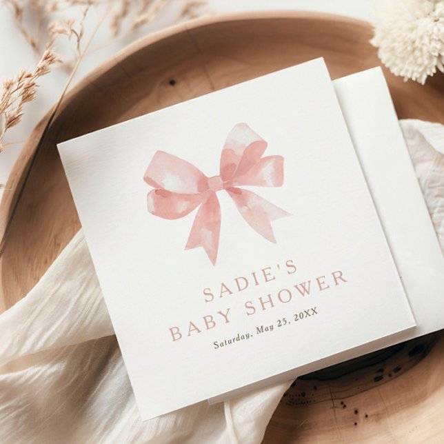 Serviette En Papier Baby shower coquette de cou rose pour filles (Créateur téléchargé)