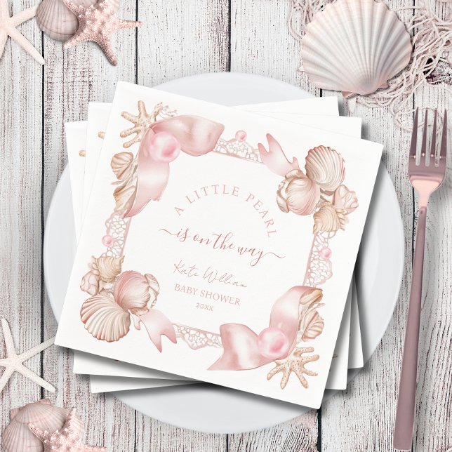 Serviette En Papier Baby shower côtier chic rose poire (Créateur téléchargé)