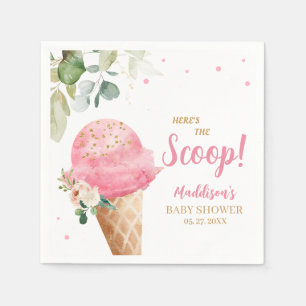 Serviette En Papier Baby Shower Crème Glacée Rose