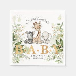 Serviette En Papier Baby shower Cute Animaux africains Végétation