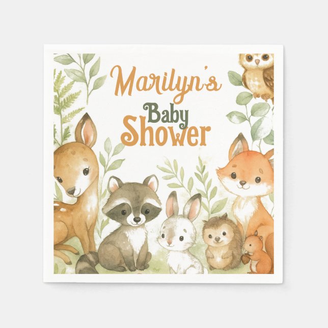 Serviette En Papier Baby Shower Cute Baby Animals (Devant)