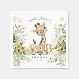 Serviette En Papier Baby shower Cute Giraffe Verdure